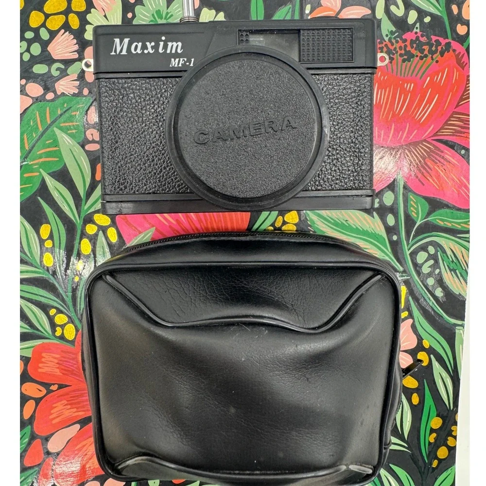 Maxim MF-1 35mm Film Camera with 50mm f/6.3 Optical Glass Lens and Case Black